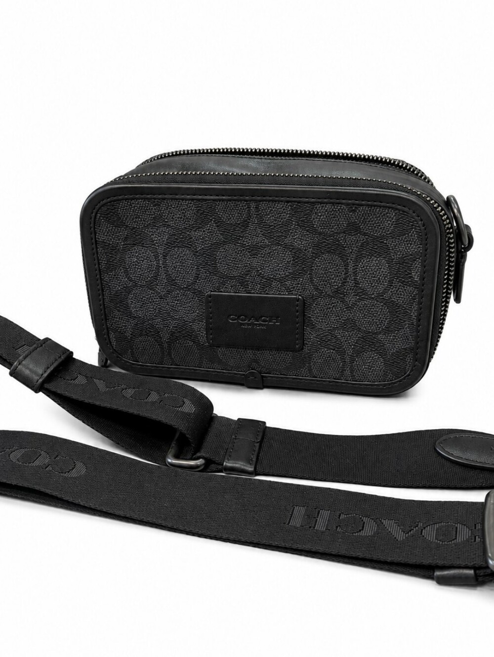 Coach Black Signature Belt Bag with Adjustable Strap
